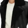 John Dark Black Leather Jacket Closed