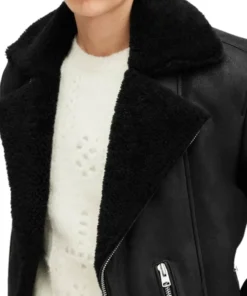 John Dark Black Leather Jacket Closed