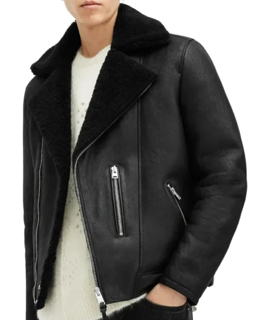 John Dark Black Leather Jacket For Sale