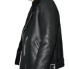 John Dark Black Leather Jacket Front