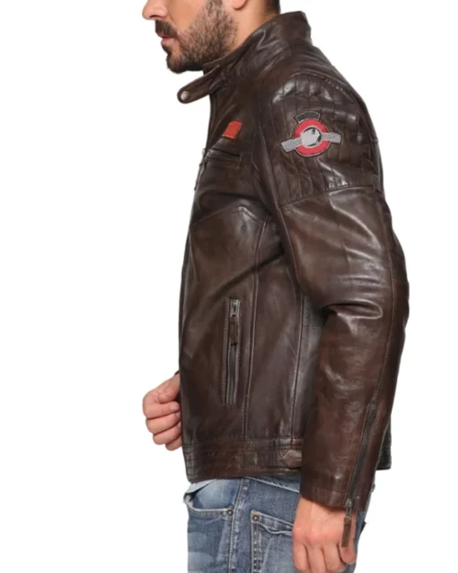 Kain Leather Brown Cafe Racer Biker Jacket Frotn