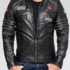 Leister Black Cafe Racer Leather Jacket