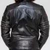 Leister Black Cafe Racer Leather Jacket Back