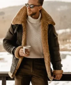 Matthew Belted Cuffs Shearling Leather Jacket