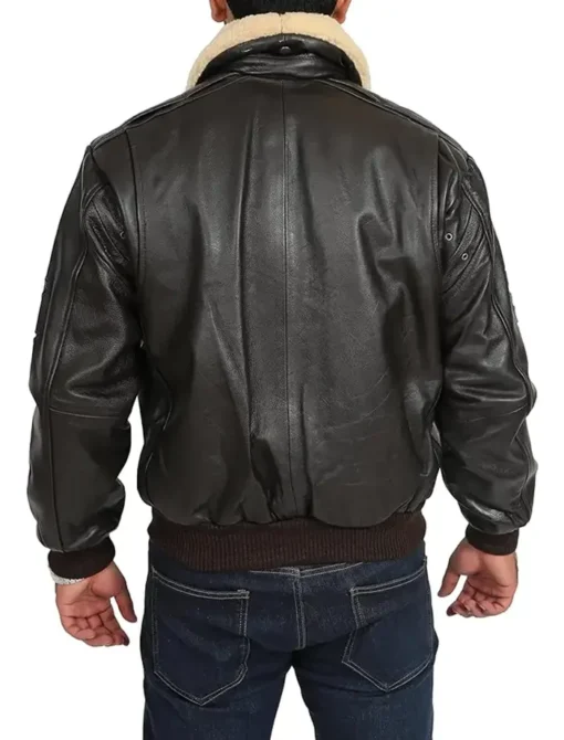 Maverick Bomber Leather Jacket Back