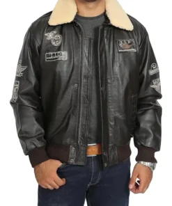 Maverick Bomber Leather Jacket Front