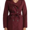 Melissa Roxburgh The Hunting Party Maroon Hooded Trench Coat For Sale