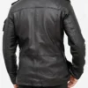 Men's Black Leather Field Jacket Back