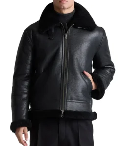 Men's Black Shearling Leather Jacket