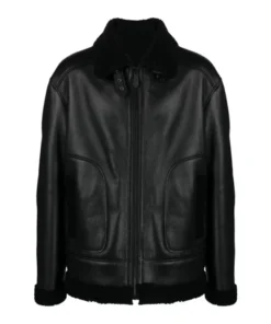 Men’s Black Skull Printed B3 Sheepskin Jacket