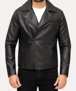 Men’s Nick Classic Black Moto Leather Jacket For Sale