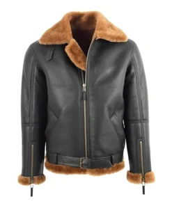 RAF Black B-3 Bomber Shearling Jacket