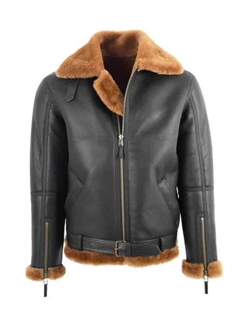 RAF Black B-3 Bomber Shearling Jacket