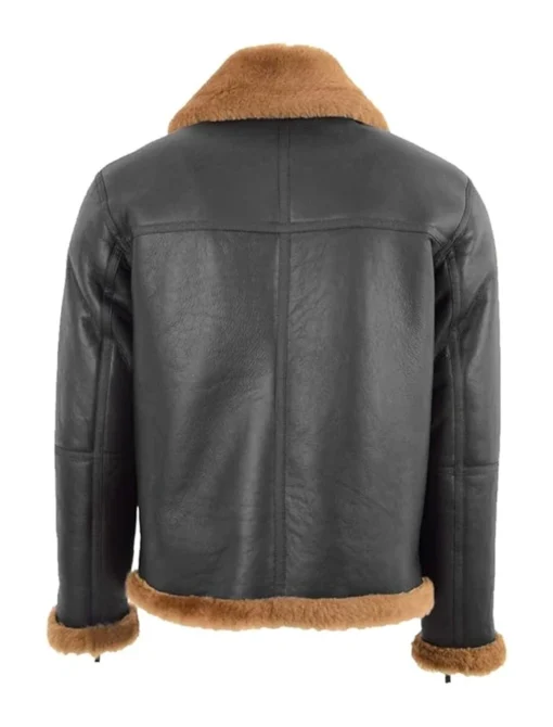 RAF Black B-3 Bomber Shearling Jacket Back