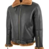 RAF Black B-3 Bomber Shearling Jacket Side Look