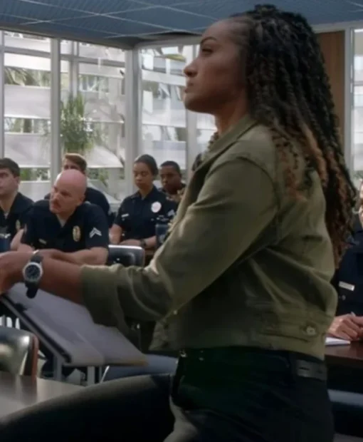 Shop Mekia Cox The Rookie S07 Green Denim Jacket