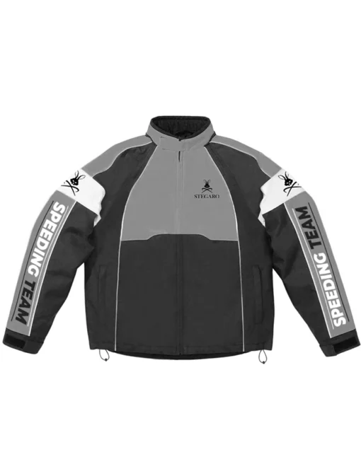 Speeding Team Racer Hoodies Grey Black Front