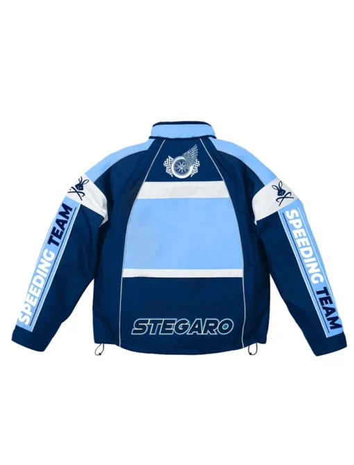 Speeding Teams Racer Hoodie Navy Blue Back